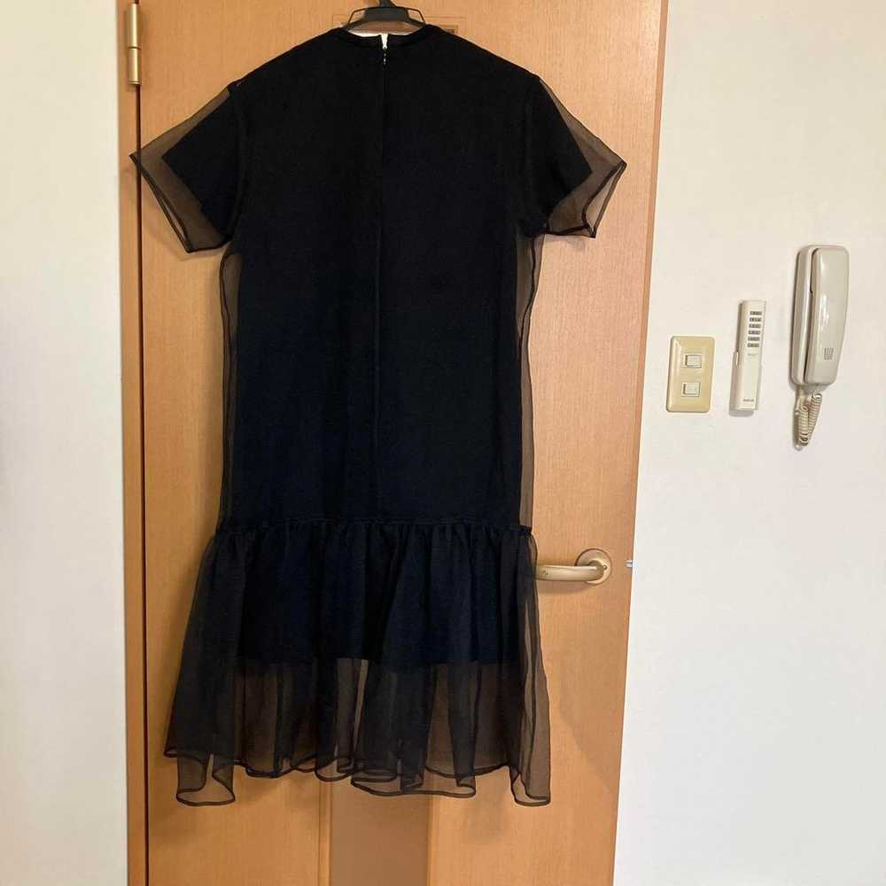 AKIRA NAKA Black Short Sleeve Sheer Frill Hem Dre… - image 2