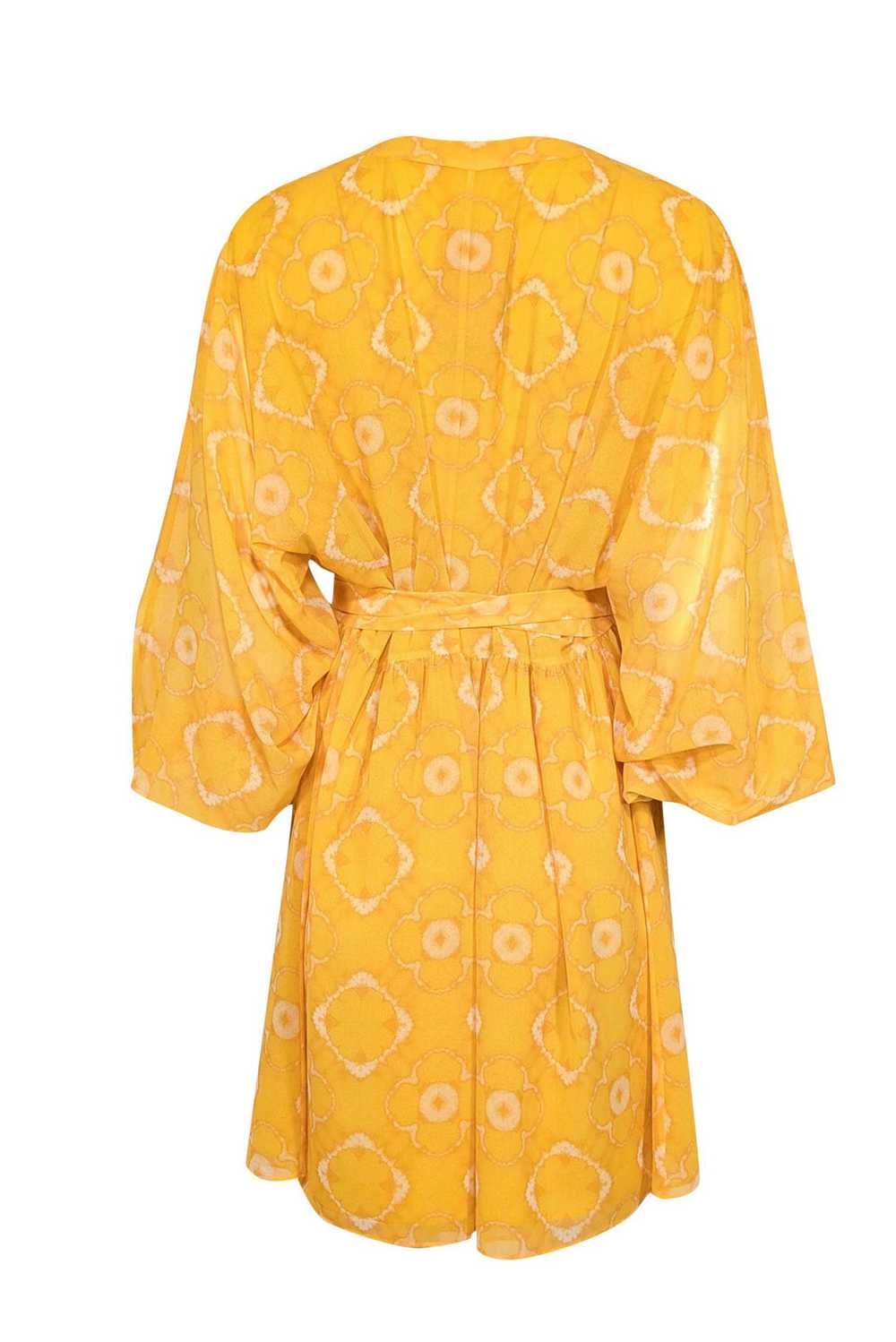 Alexis - Yellow Tie Dye Print Chiffon Dress w/ Ta… - image 3