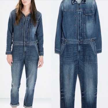 Zara Womens Denim Utility Jumpsuit Medium