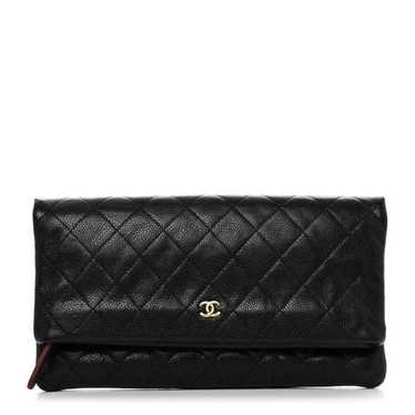 CHANEL Caviar Quilted CC Beauty Clutch Black