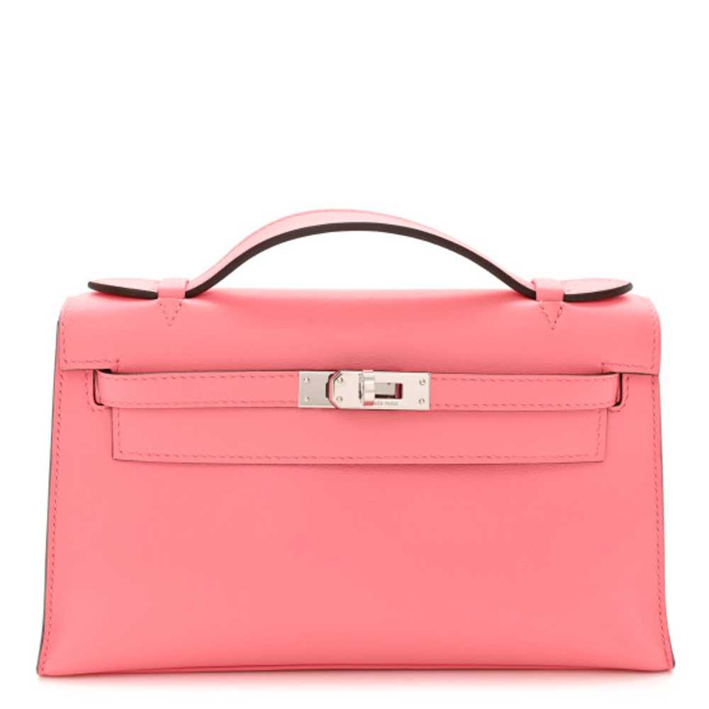 HERMES Swift Kelly Pochette Clutch Rose Azalee - image 1