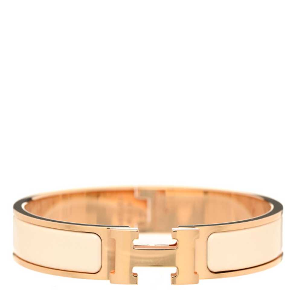 HERMES Enamel Narrow Clic Clac H Bracelet PM Creme - image 1