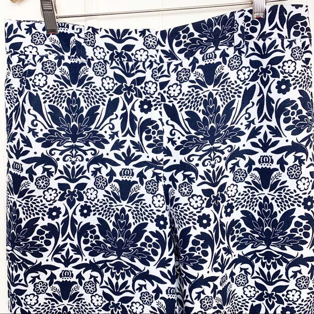 Loft Loft Linen Blend Blue & White Print Pull On … - image 3