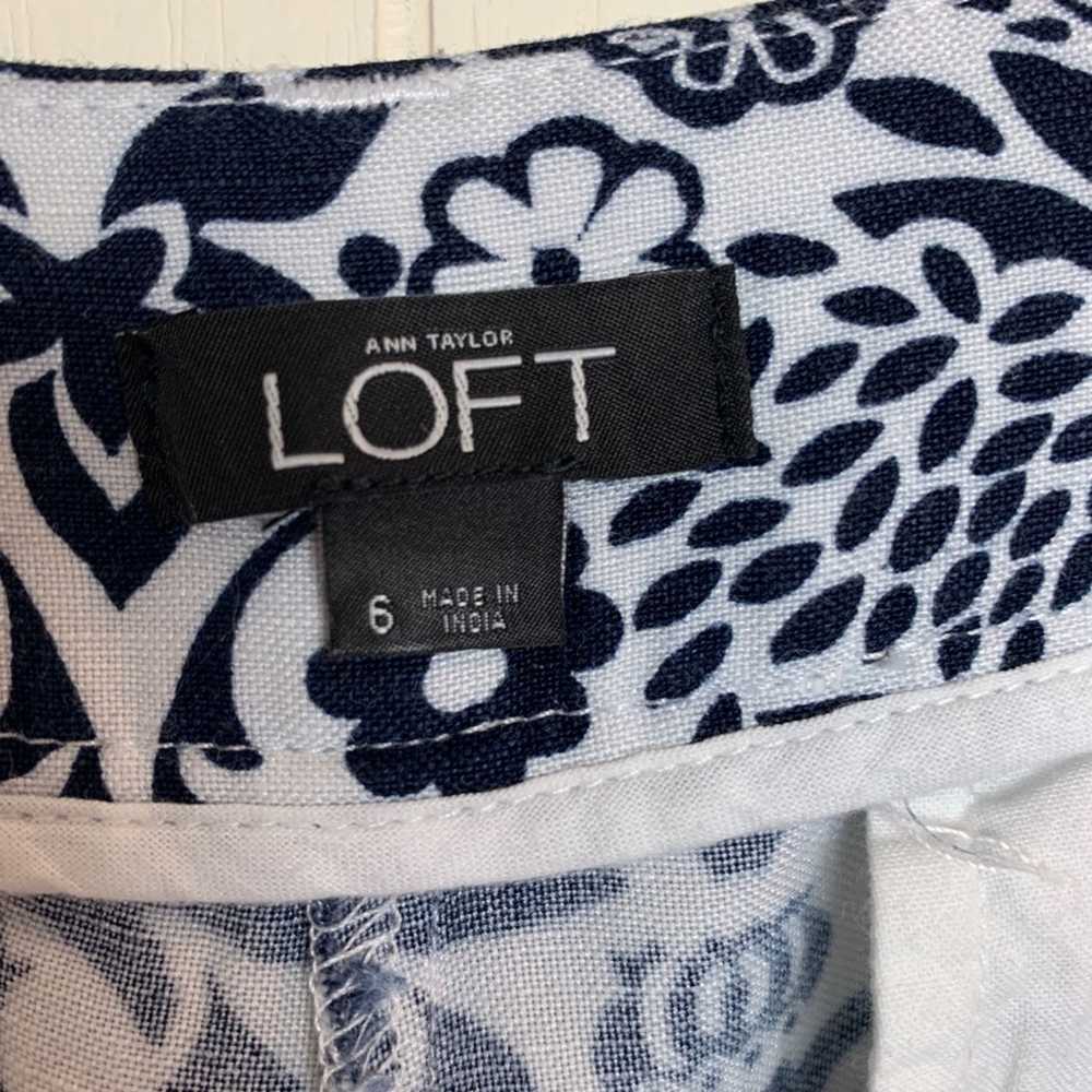 Loft Loft Linen Blend Blue & White Print Pull On … - image 4