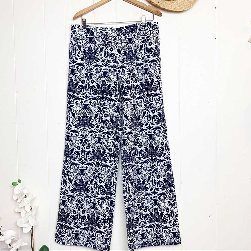 Loft Loft Linen Blend Blue & White Print Pull On … - image 7