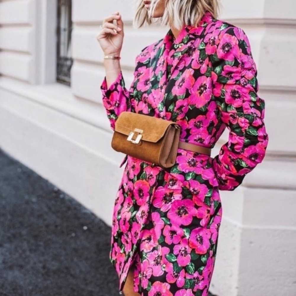 Zara Hot Pink Floral Print Dress Blazer blogger f… - image 5