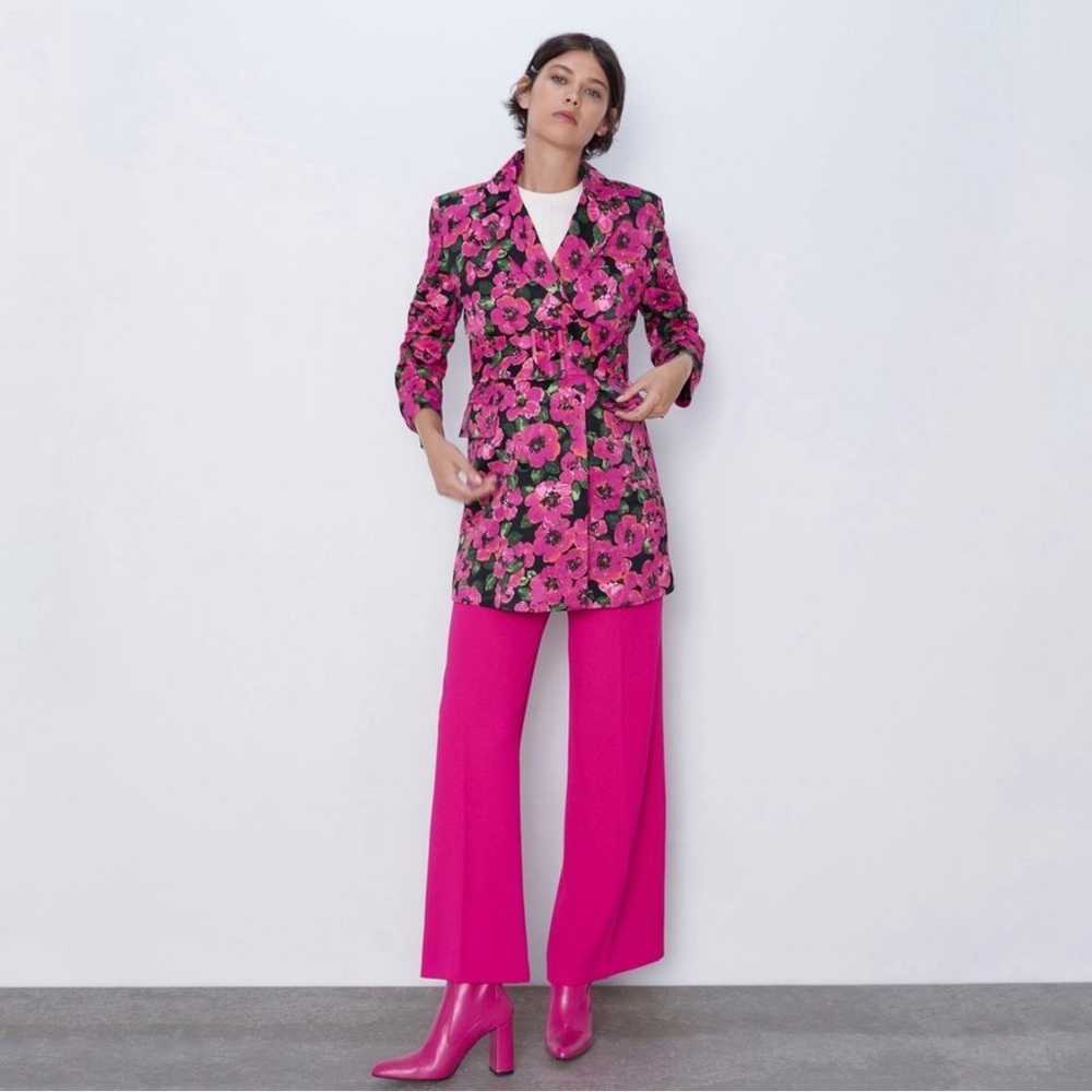 Zara Hot Pink Floral Print Dress Blazer blogger f… - image 7