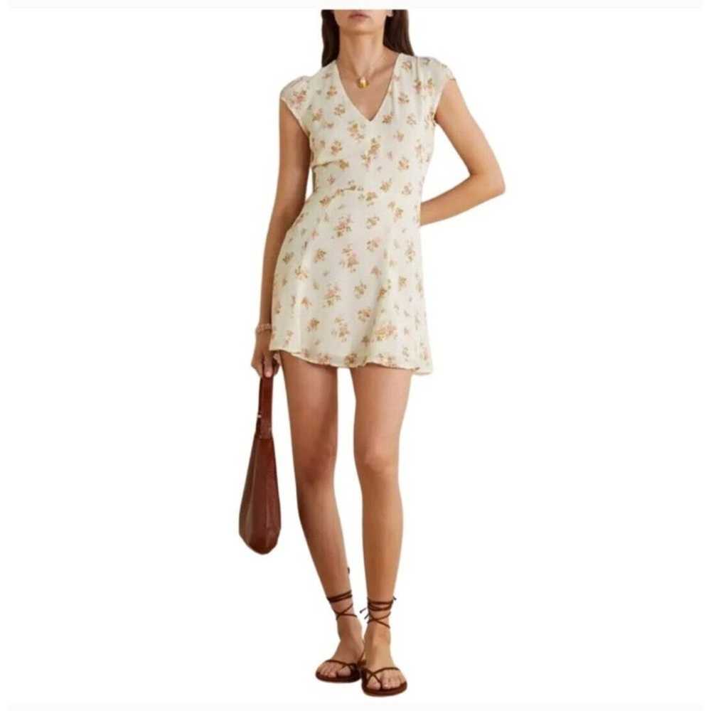 Reformation Cream Daven Floral Print Zip Viscose … - image 2