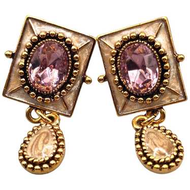 The Unbranded Brand Vintage Pierced Pink Crystal … - image 1