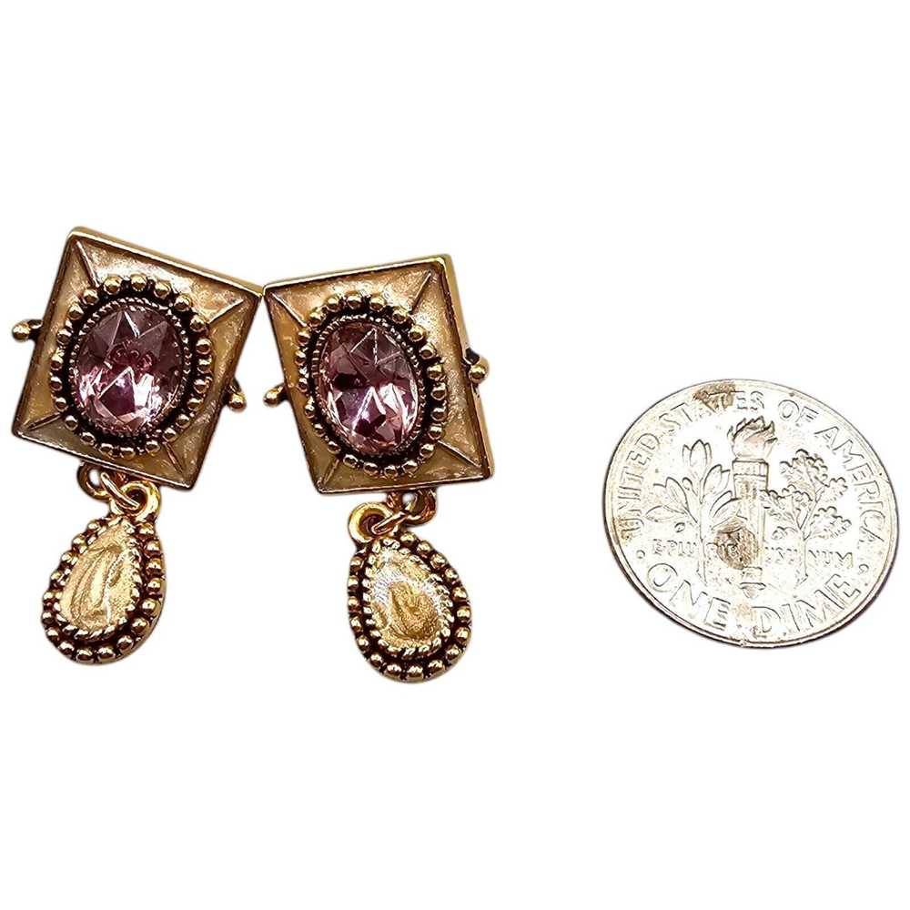 The Unbranded Brand Vintage Pierced Pink Crystal … - image 6