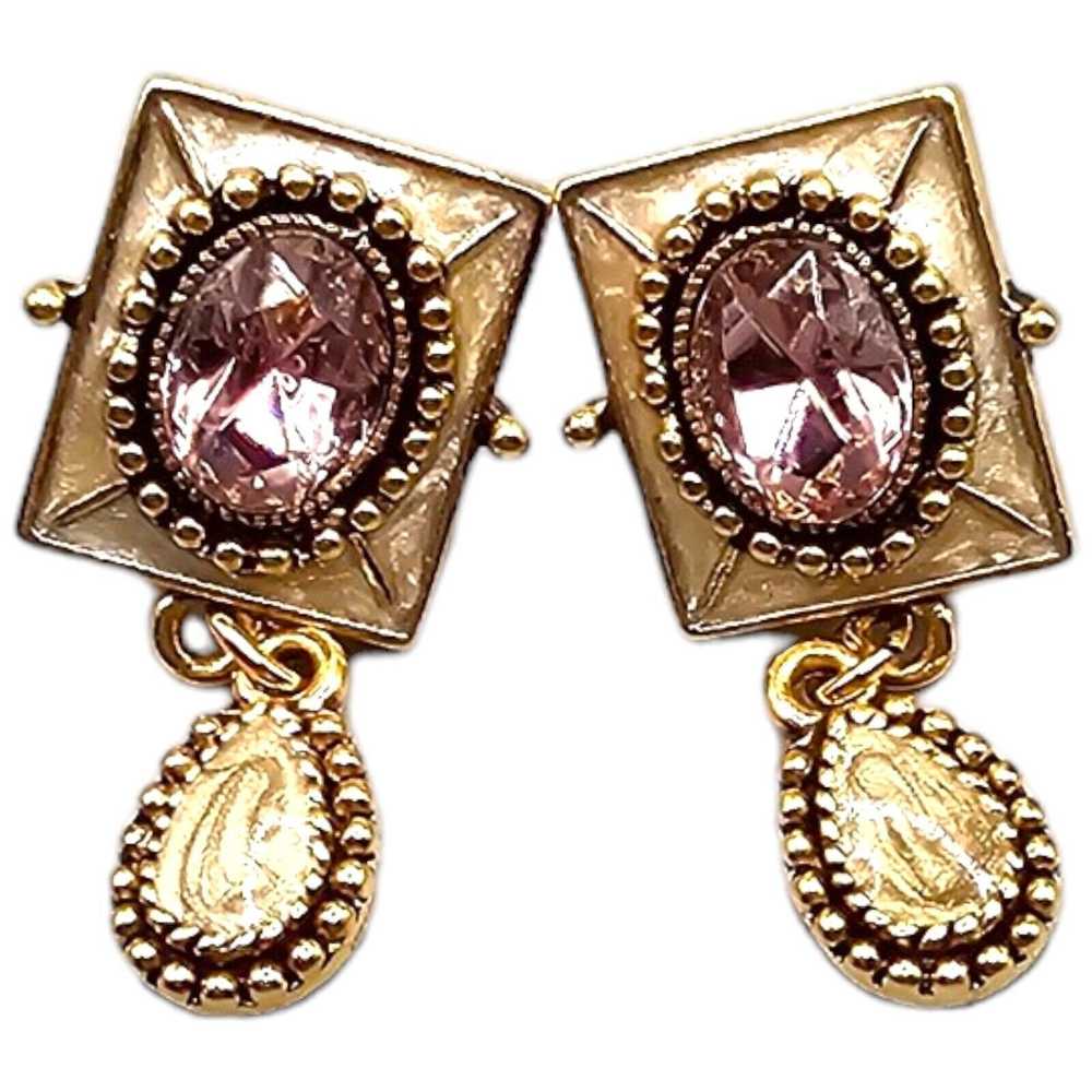 The Unbranded Brand Vintage Pierced Pink Crystal … - image 7