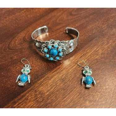 Vintage Faux Silver and Turquoise Jewelry - image 1