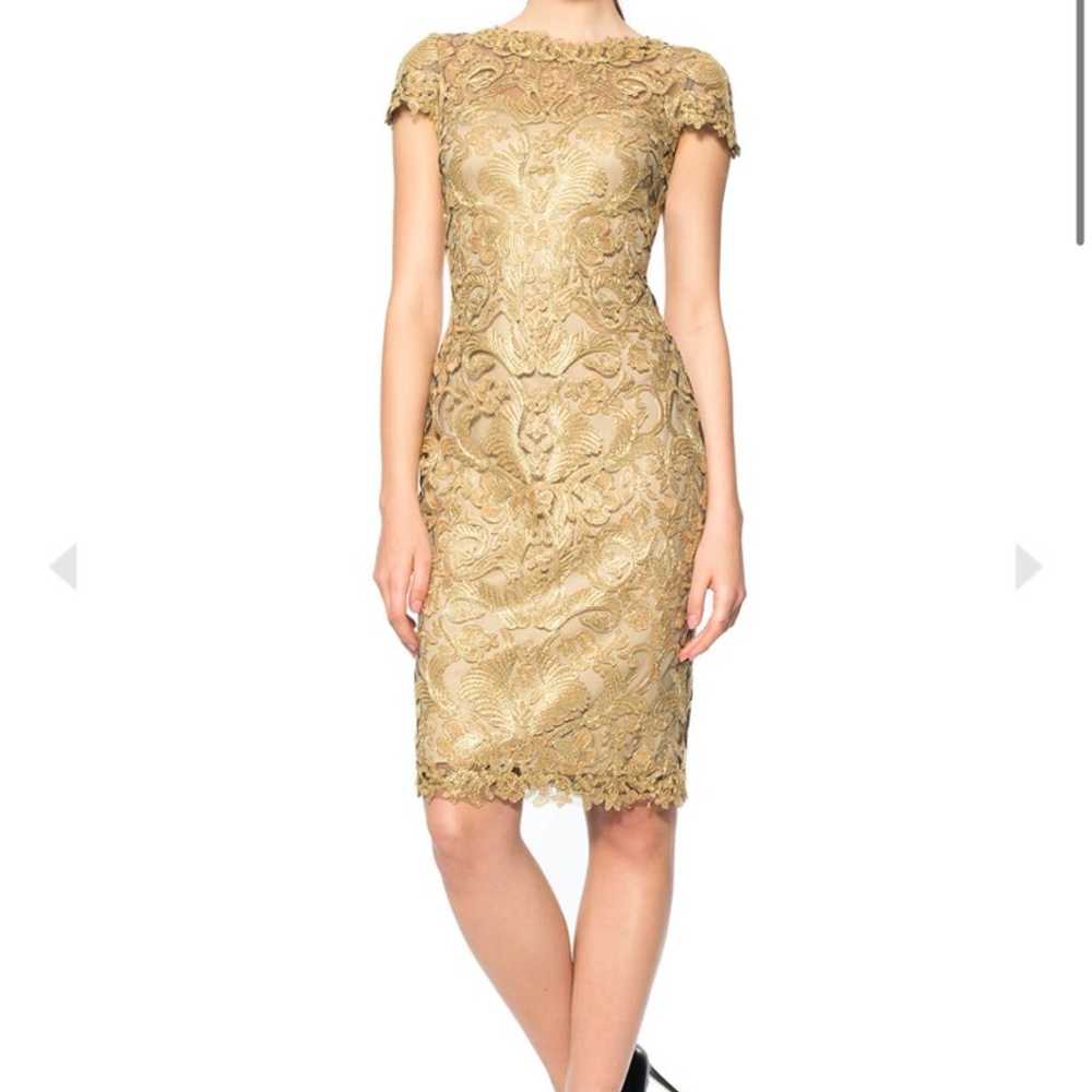 Tadashi Shoji gold lace dress size 6 - image 1