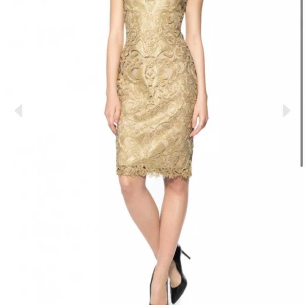 Tadashi Shoji gold lace dress size 6 - image 4