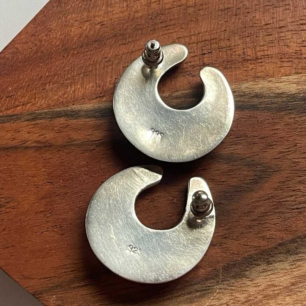 vintage Sterling Silver earrings like crescent / … - image 2