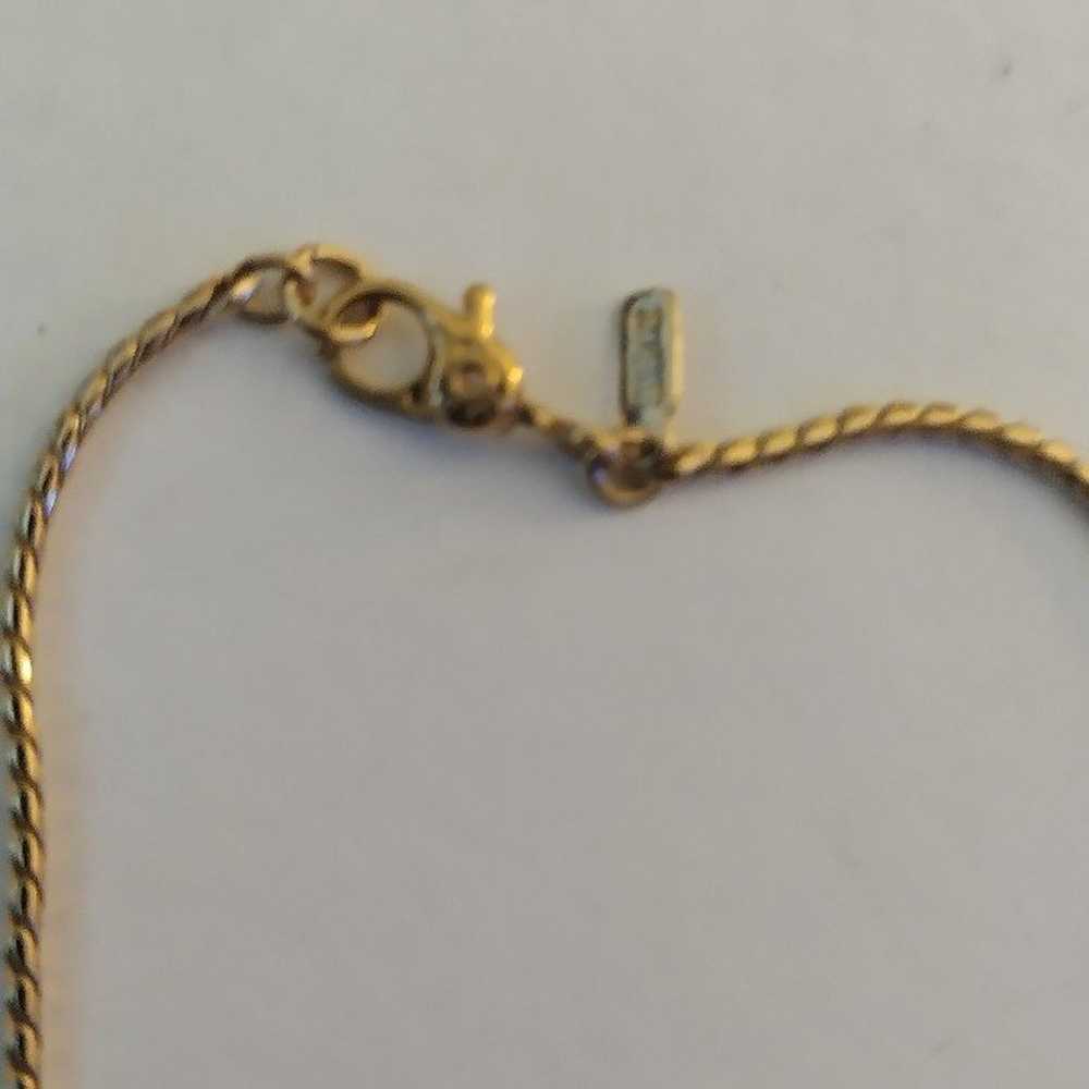 Vtg Monet Signed Gold Tone Necklace w Pendant Abs… - image 12