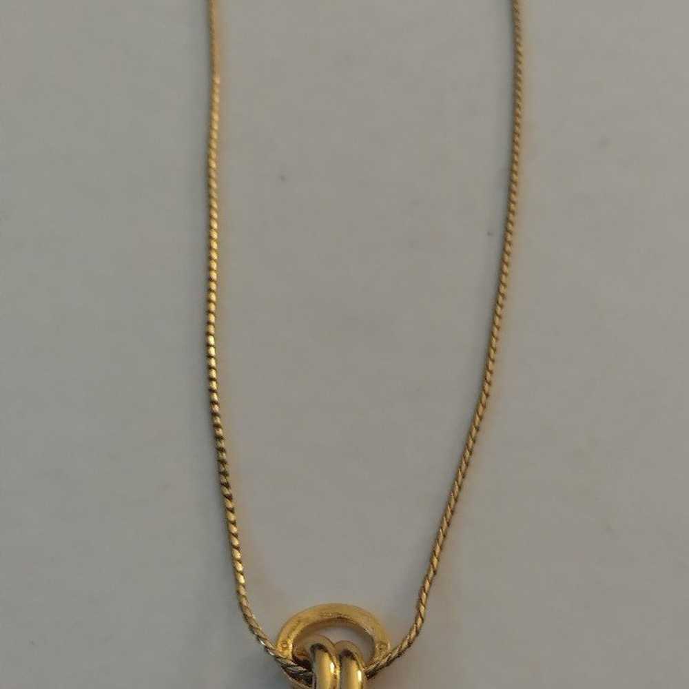 Vtg Monet Signed Gold Tone Necklace w Pendant Abs… - image 6