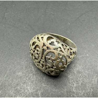 Vintage 925 Sterling Silver Filigree Swirl Dome B… - image 1