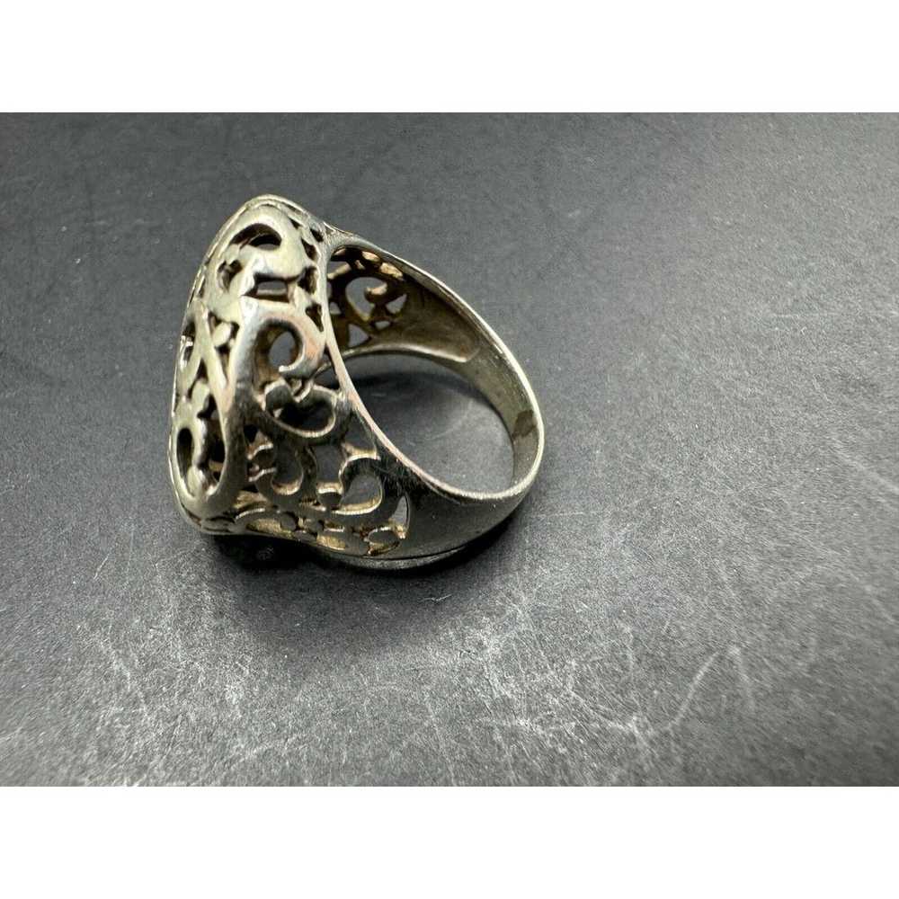 Vintage 925 Sterling Silver Filigree Swirl Dome B… - image 4