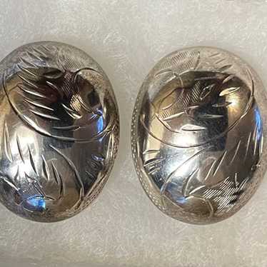 Vintage Sterling Silver Engraved Pierced Earrings 