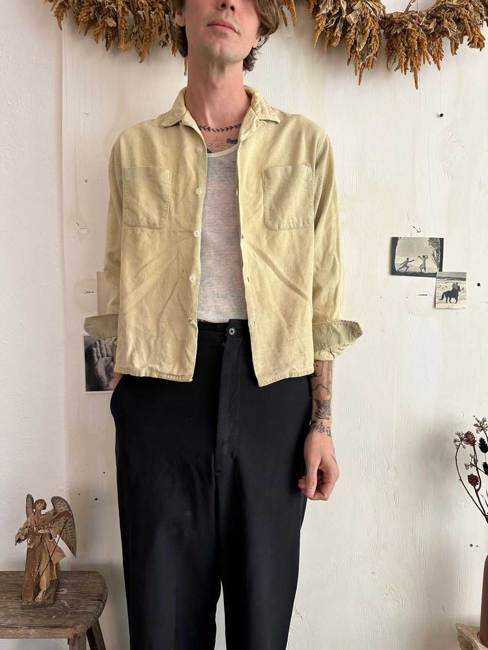 1960s Thrashed Corduroy Shirt (Boxy S) - image 1