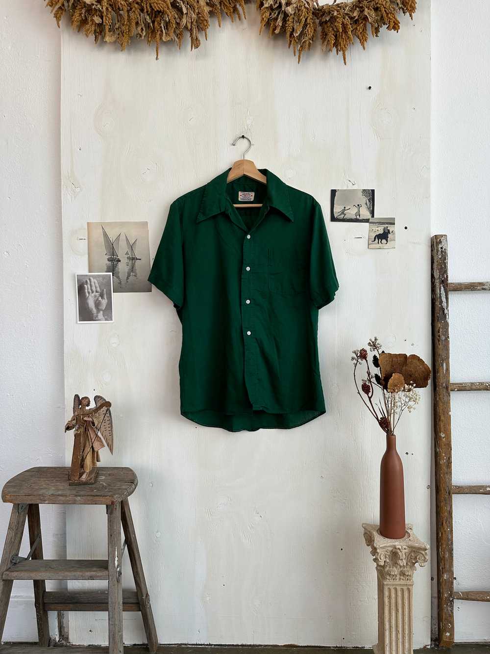 1970s Green S/S Button Up (M) - image 2