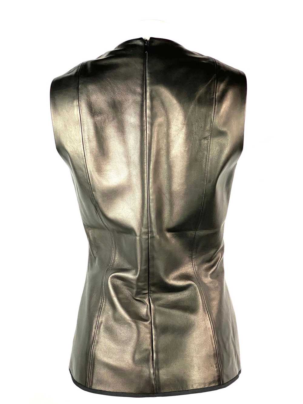 THE ROW Black Lambskin Leather Sleeveless Top Siz… - image 10