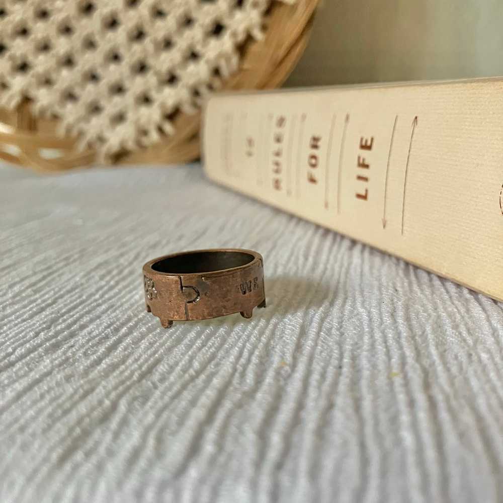 We Fit Copper Puzzle Ring Band Vintage Gold Brown… - image 9