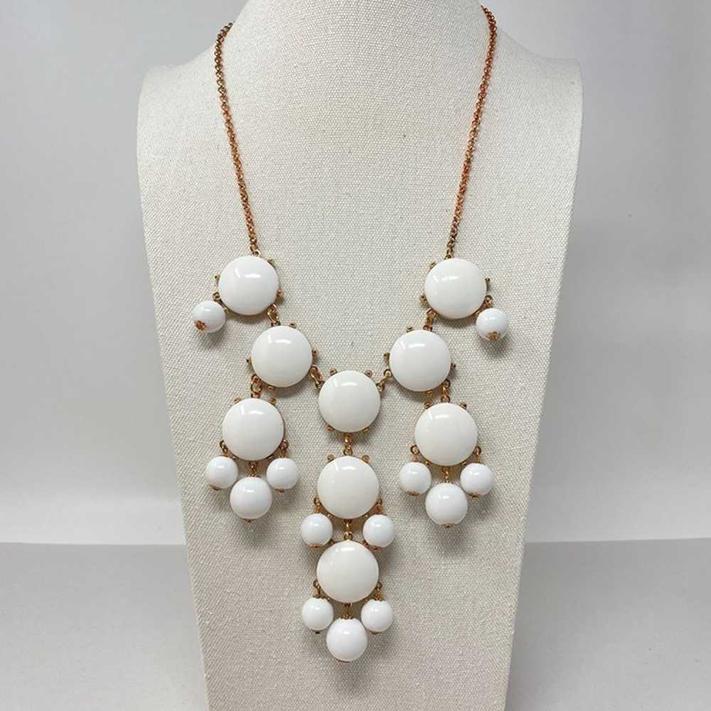 Statement White & Gold Bubble Bib Necklace Bauble… - image 1