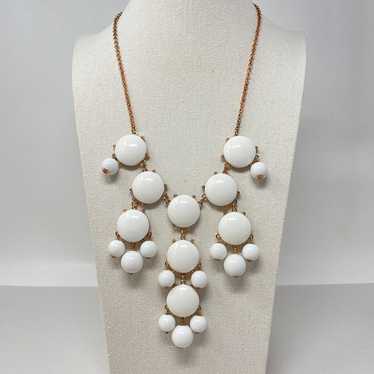 Statement White & Gold Bubble Bib Necklace Bauble… - image 1