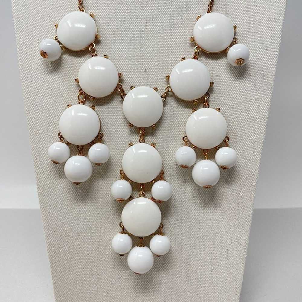 Statement White & Gold Bubble Bib Necklace Bauble… - image 2