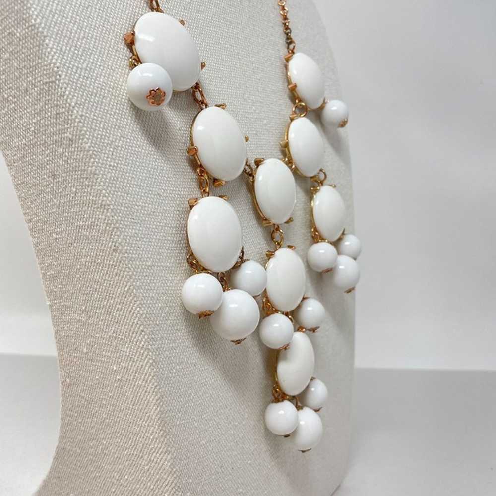 Statement White & Gold Bubble Bib Necklace Bauble… - image 3