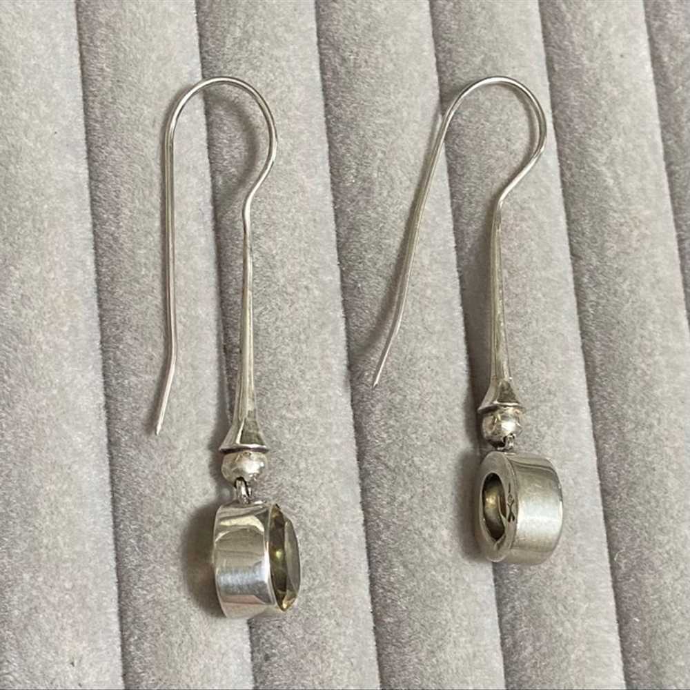 Vintage Sterling Silver and Citrine Earrings - image 2