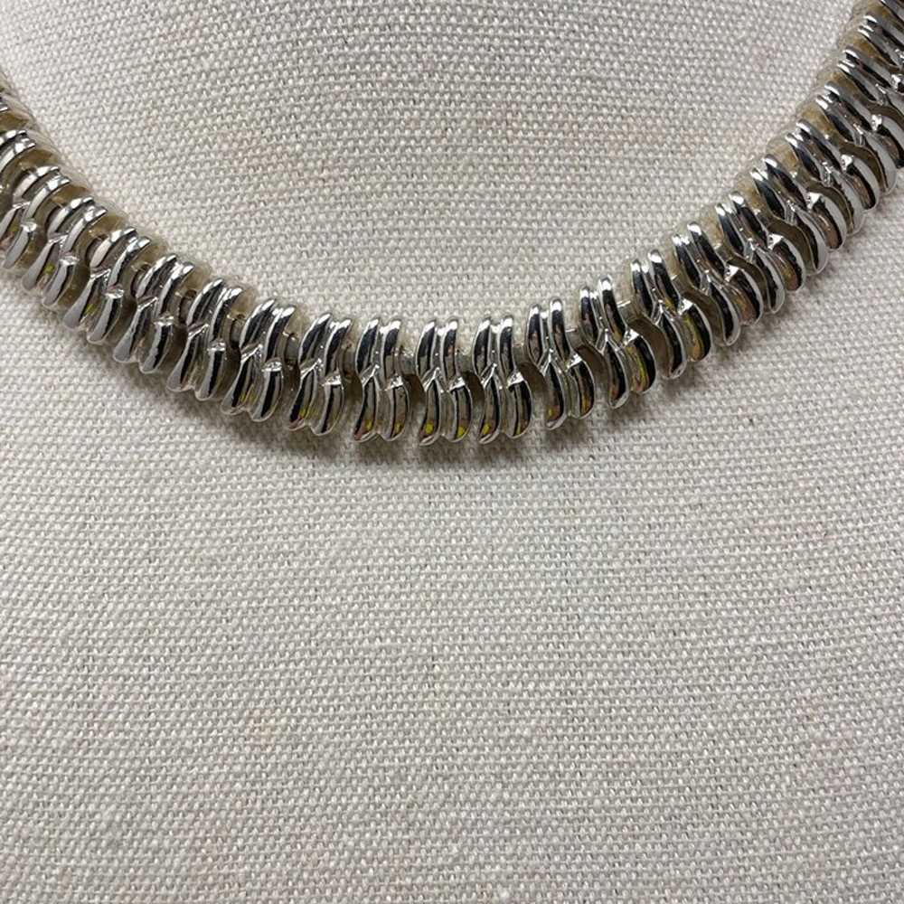 Vintage Silver Tone Link Chain Necklace MCM Mid C… - image 10