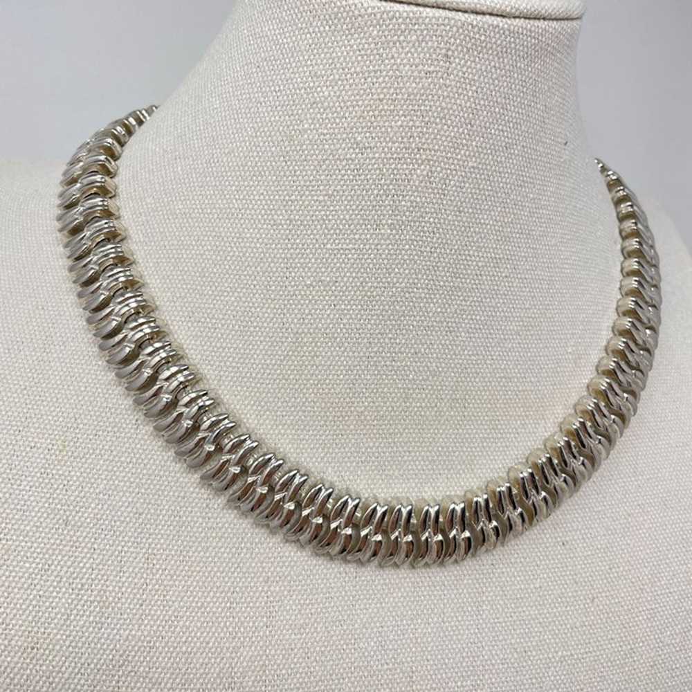 Vintage Silver Tone Link Chain Necklace MCM Mid C… - image 2