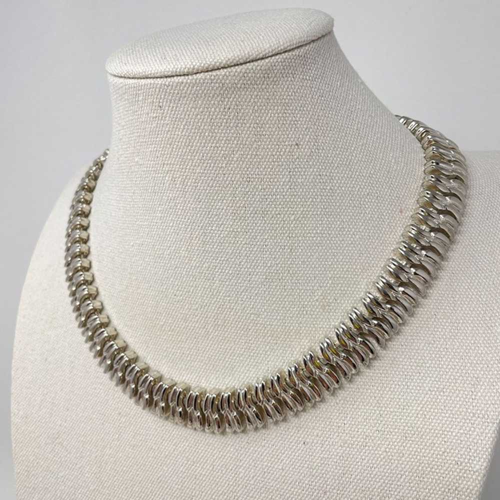 Vintage Silver Tone Link Chain Necklace MCM Mid C… - image 3