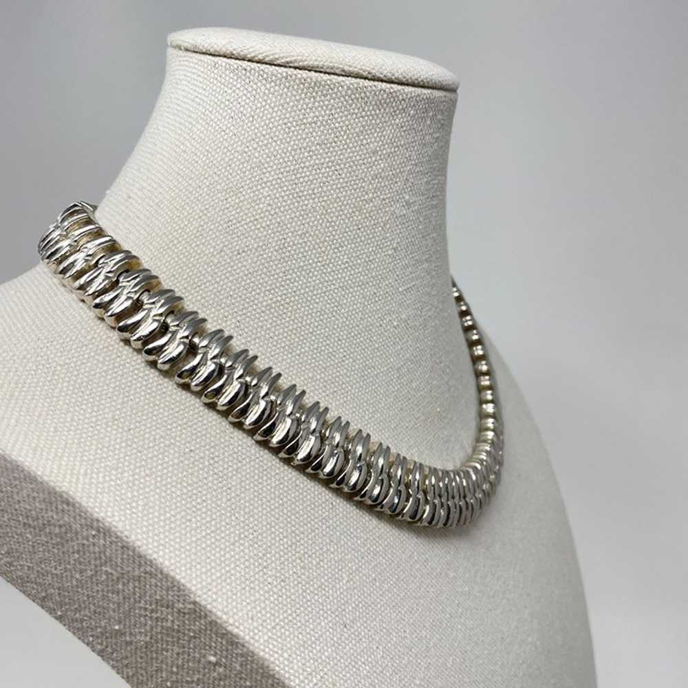 Vintage Silver Tone Link Chain Necklace MCM Mid C… - image 9