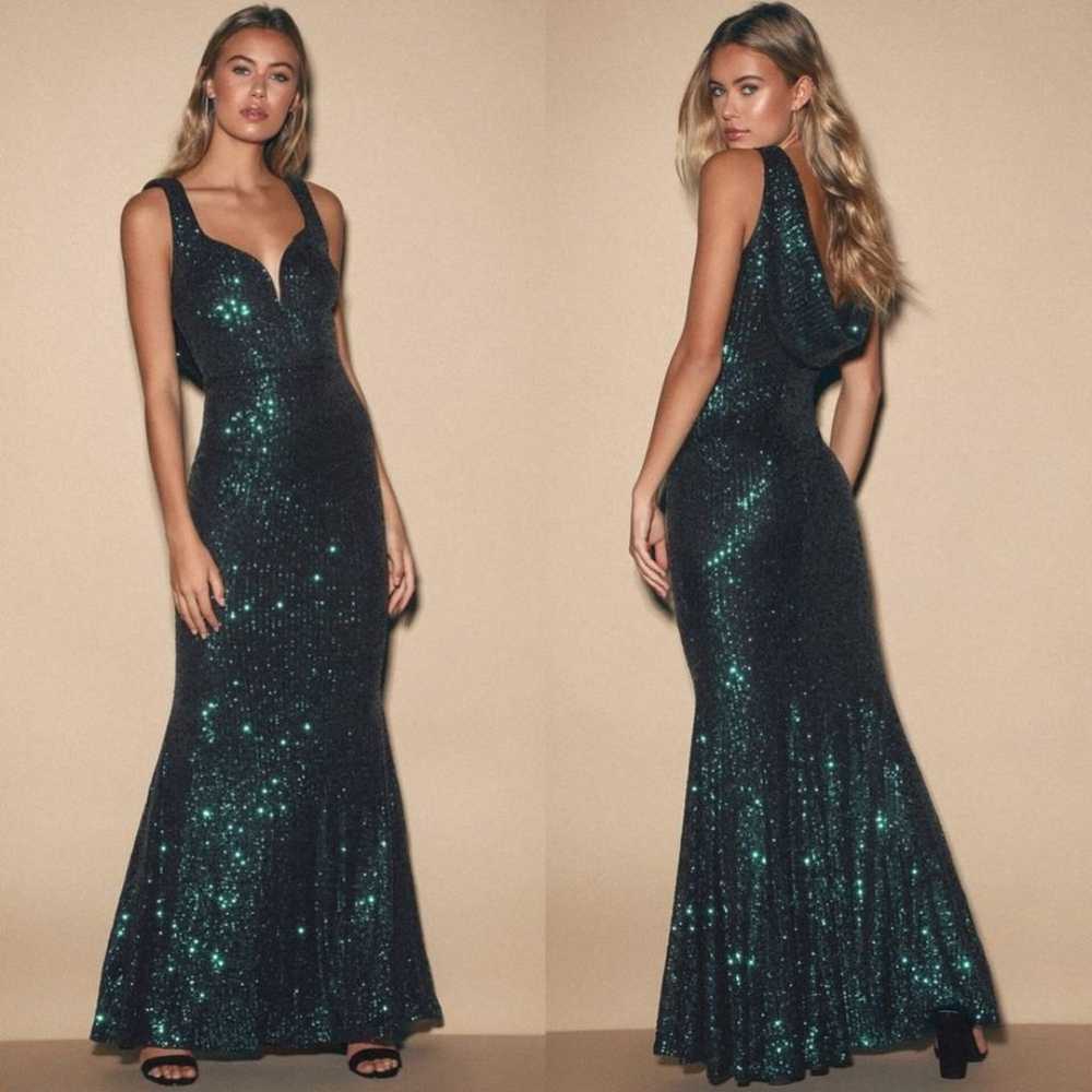 Lulu's Forever Glam Emerald Green Sequin Mermaid … - image 1