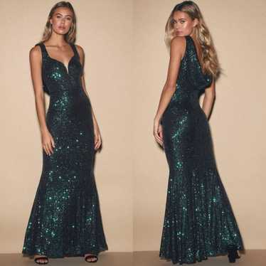 Lulu's Forever Glam Emerald Green Sequin Mermaid … - image 1