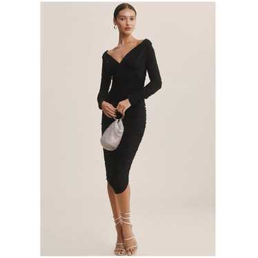 NORMA KAMALI Tara Long-Sleeve Deep-V Ruched Stret… - image 1