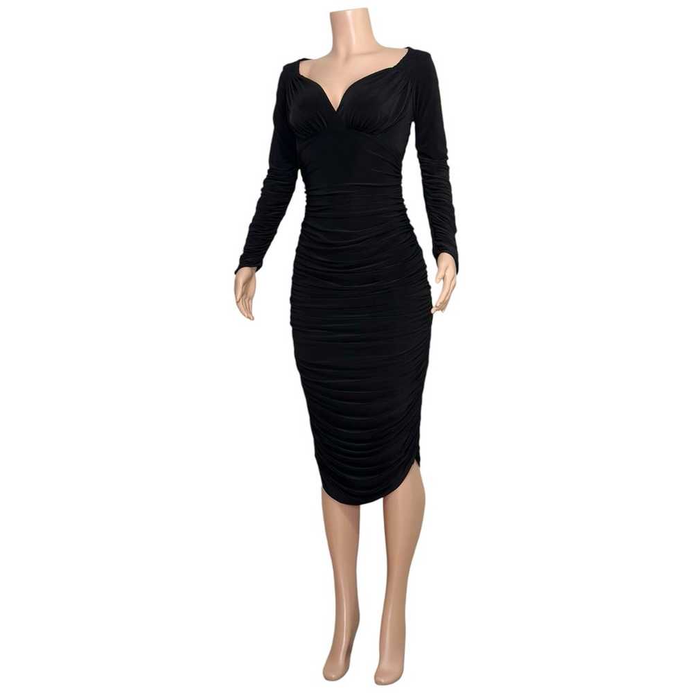 NORMA KAMALI Tara Long-Sleeve Deep-V Ruched Stret… - image 6