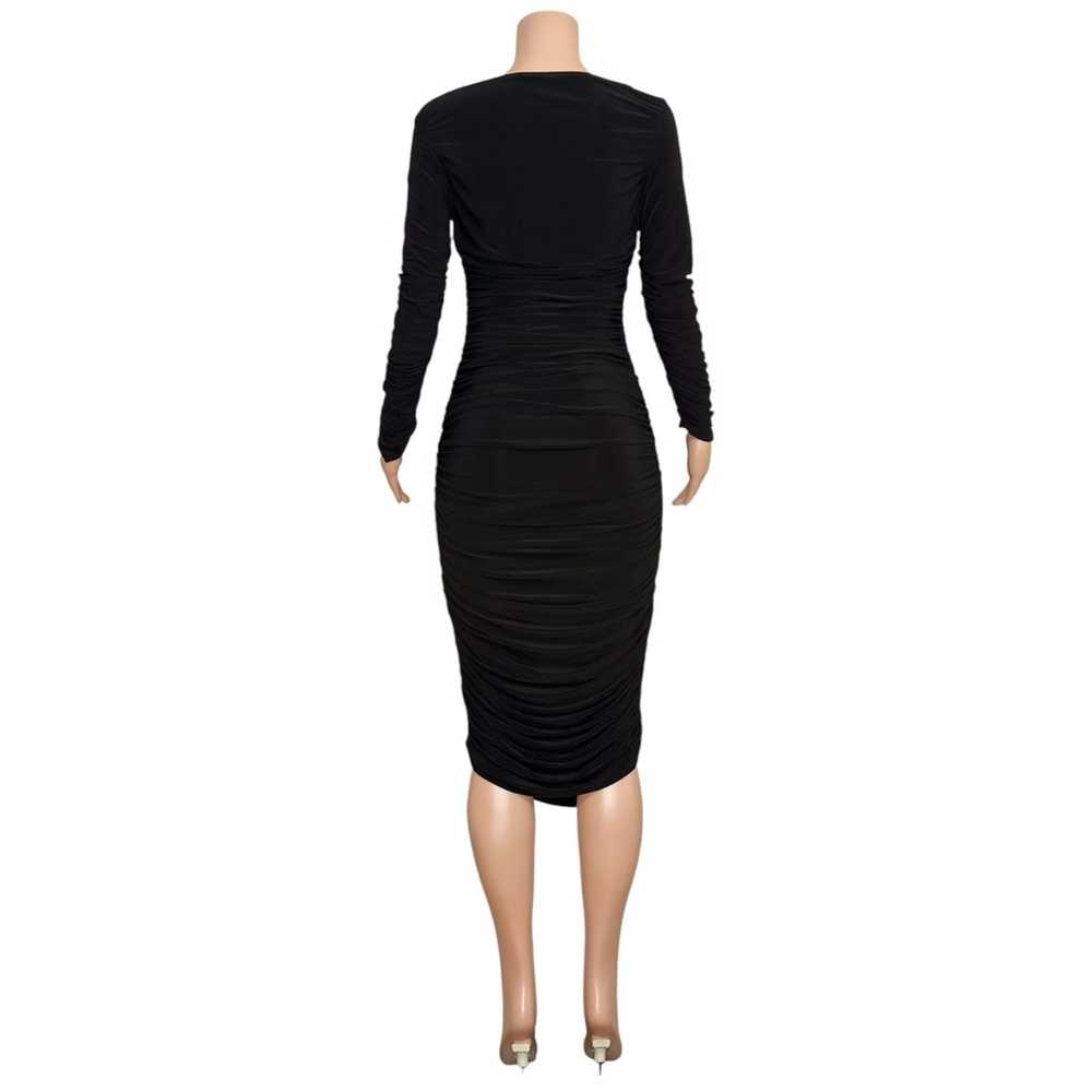 NORMA KAMALI Tara Long-Sleeve Deep-V Ruched Stret… - image 9