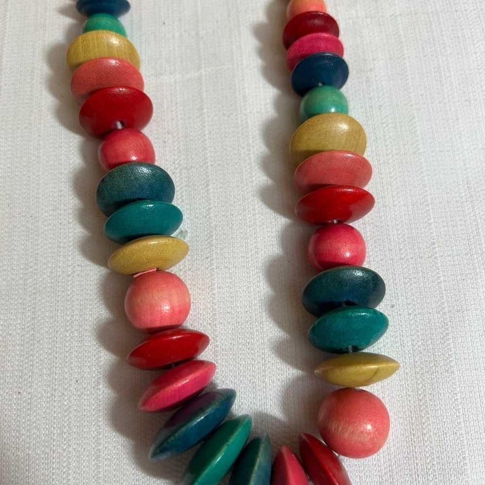 Vintage Wooden bead Necklace - image 2