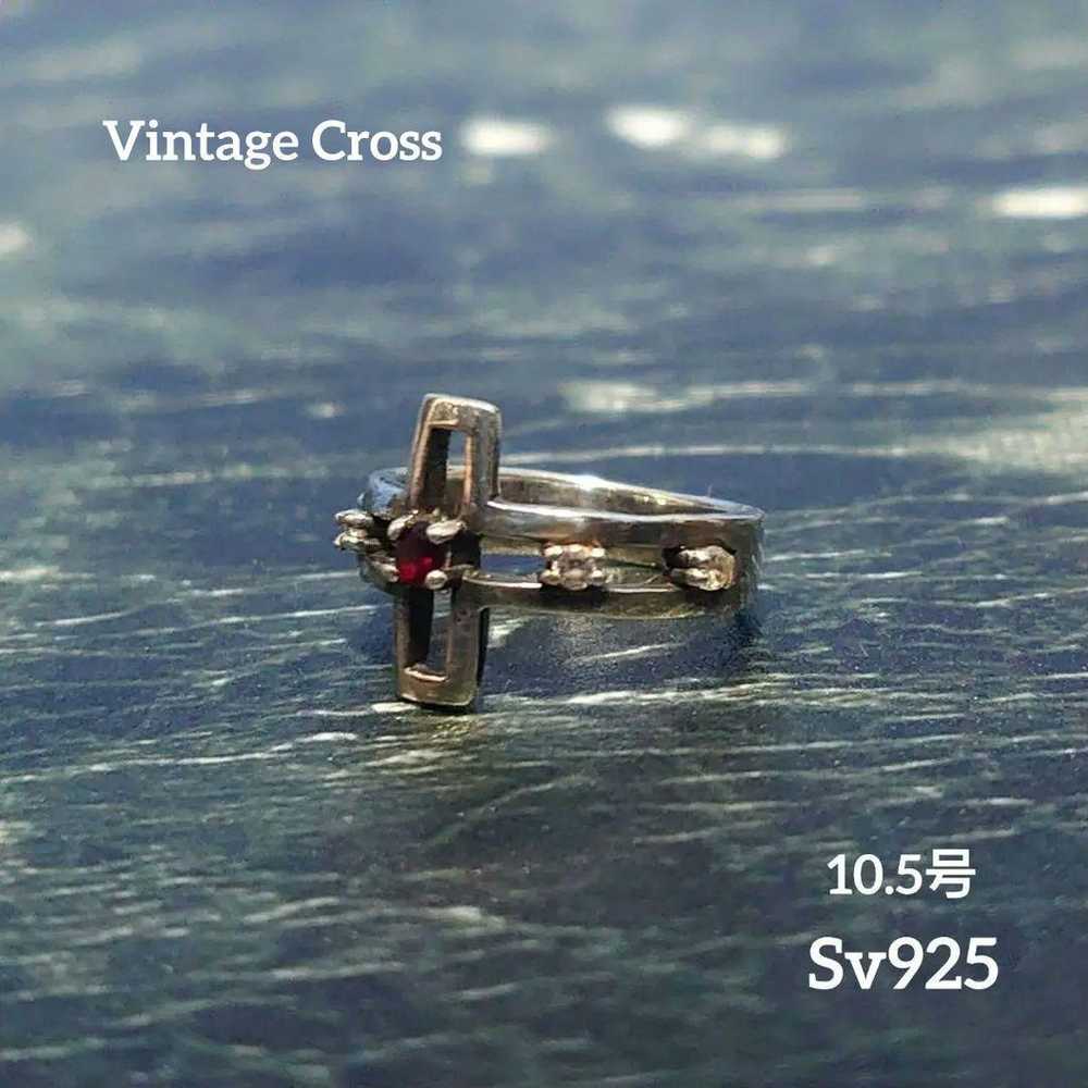 SV925 Vintage Silver Ring Filigree Cross Vintage … - image 1