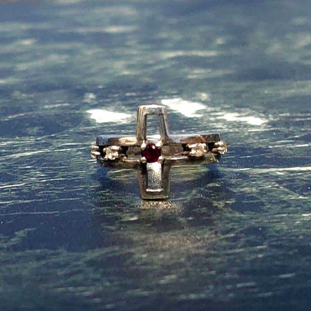 SV925 Vintage Silver Ring Filigree Cross Vintage … - image 2