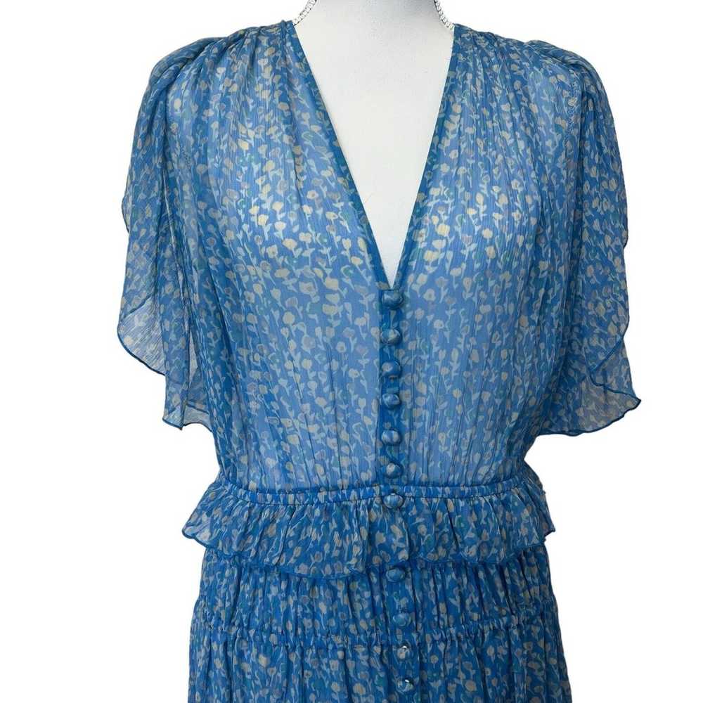 The Kooples Blue Lagoon Silk Floral Dot Ruffle Dr… - image 4