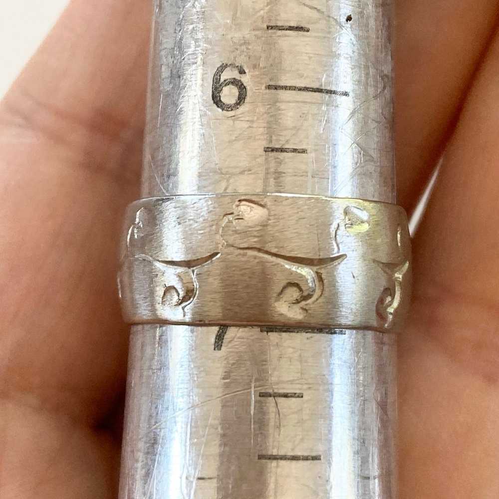 Vintage sterling silver diamond cut wide band Ring - image 3