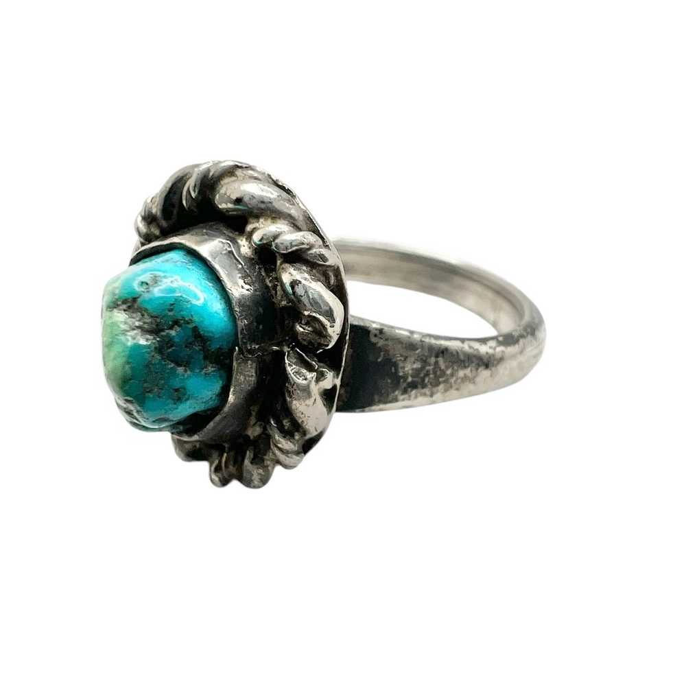 Vintage Size 4 Native Sterling Turquoise Ring - image 1