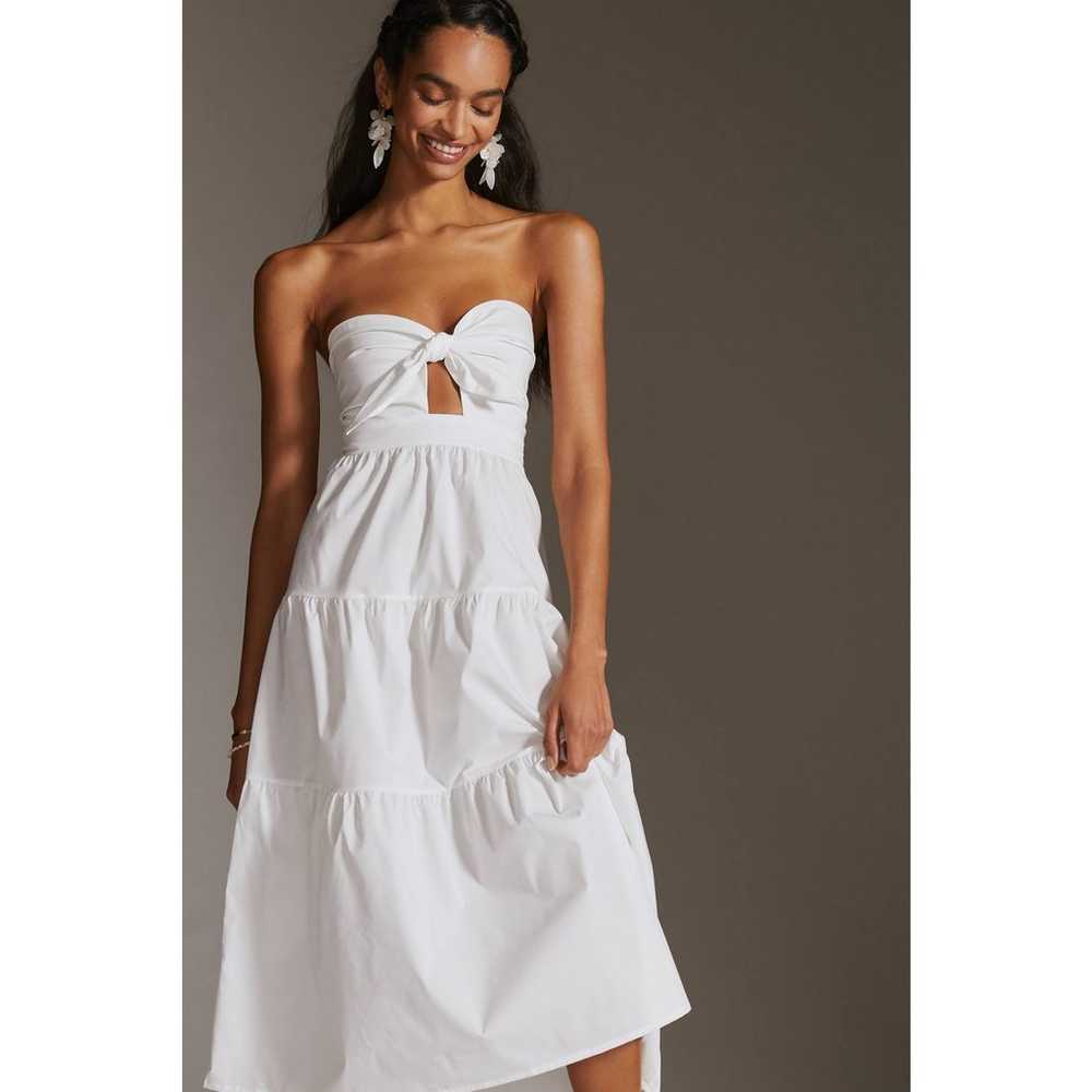 New Anthropologie Strapless Tie-Front Midi Dress … - image 1