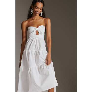 New Anthropologie Strapless Tie-Front Midi Dress … - image 1